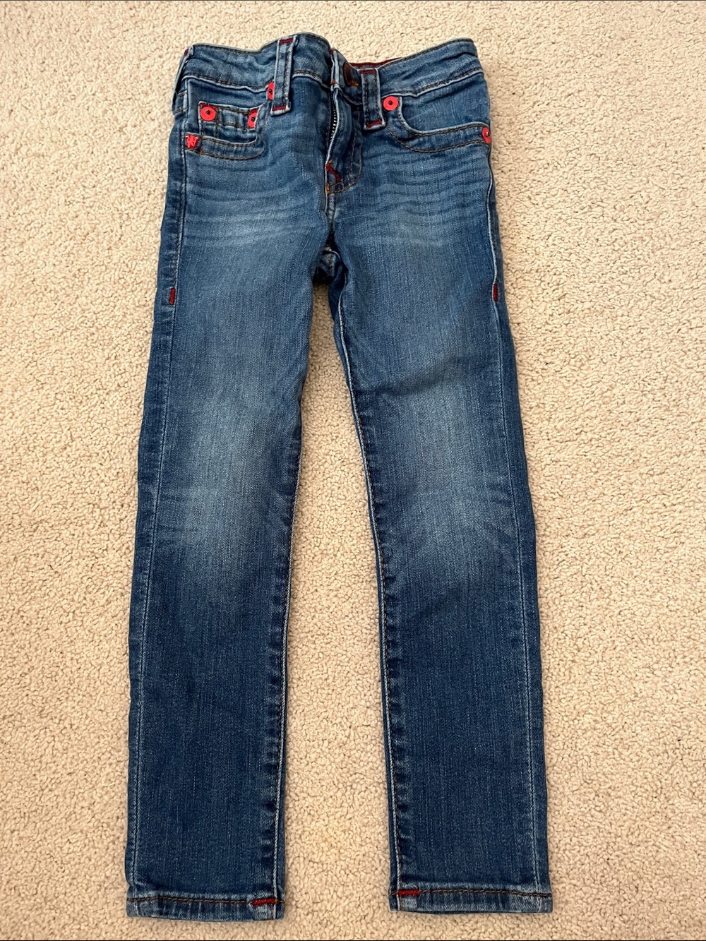 True Religion Kids Blue Denim Jeans with Red Stitch Accents